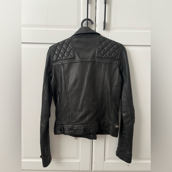 All Saints Cargo Distressed Leather Biker Jacket - Picture 8 of 9